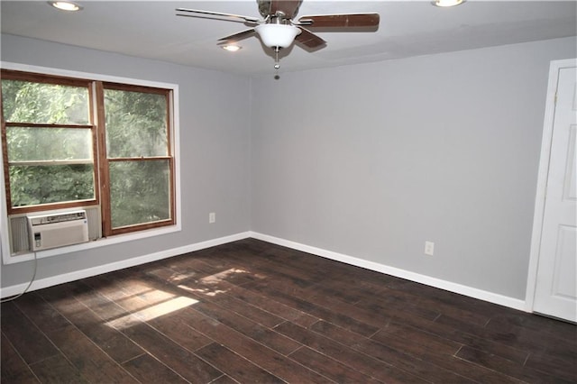 2054 E Roxboro Rd NE, Atlanta, GA 30324 - empty room with cooling unit, a ceiling fan, baseboards, and wood finished floors