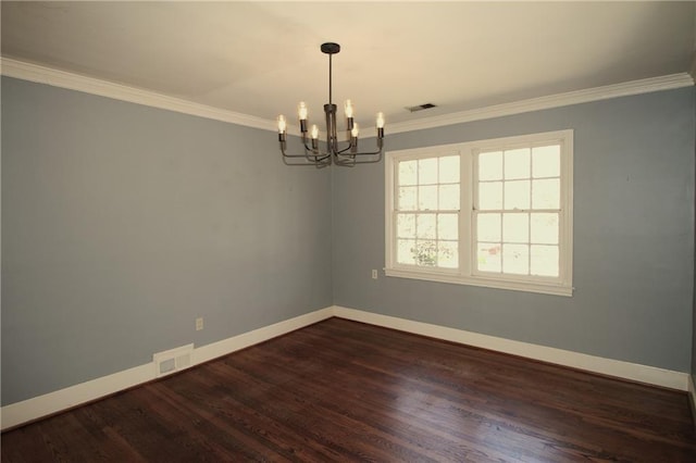 2054 E Roxboro Rd NE, Atlanta, GA 30324 - empty room featuring baseboards, visible vents, an inviting chandelier, and crown molding