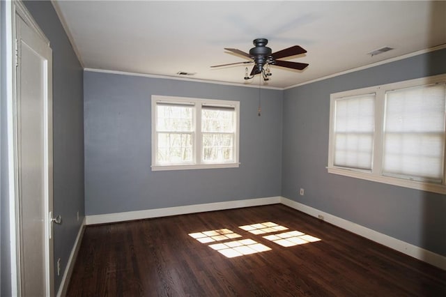 2054 E Roxboro Rd NE, Atlanta, GA 30324 - unfurnished room featuring wood finished floors, ornamental molding, baseboards, and visible vents
