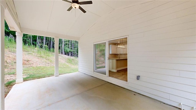 113 Cherokee Estates Dr, Cedartown, GA 30125 - unfurnished sunroom with a ceiling fan and vaulted ceiling