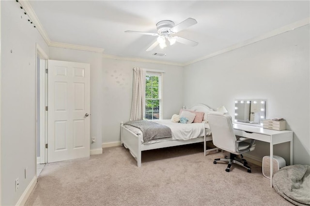 6795 Preston Glen Dr, Alpharetta, GA 30005 - bedroom with carpet, ornamental molding, a ceiling fan, and baseboards