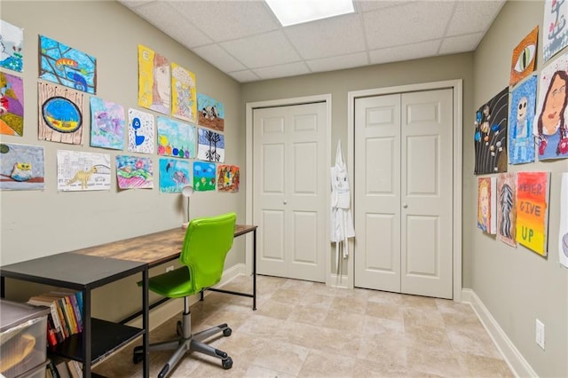 6795 Preston Glen Dr, Alpharetta, GA 30005 - home office featuring a paneled ceiling and baseboards