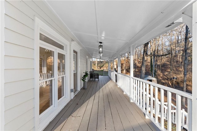 wooden deck with covered porch