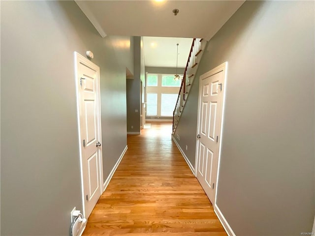 hall featuring light hardwood / wood-style floors