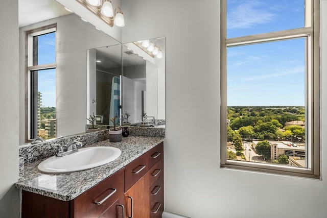 bathroom with vanity and a healthy amount of sunlight