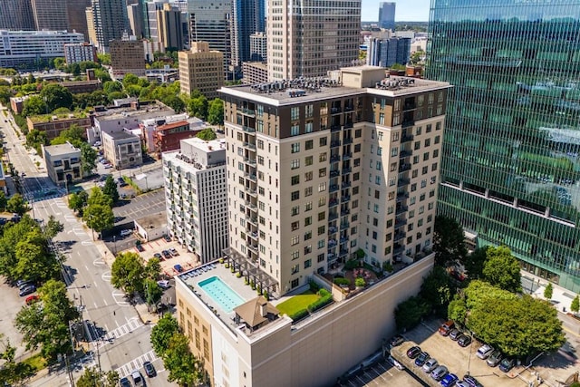 aerial view with a city view