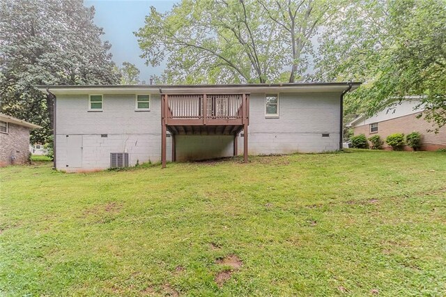 2682 Cavalier Dr, Decatur, GA 30034 - rear view of house with a yard, a deck, crawl space, and central AC