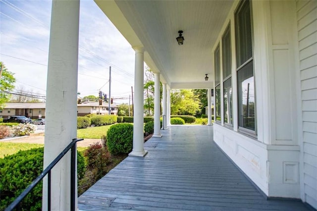 wooden deck featuring a porch