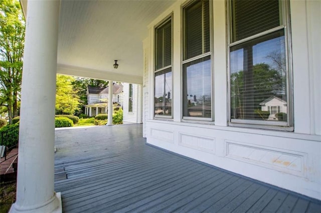 wooden deck featuring a porch