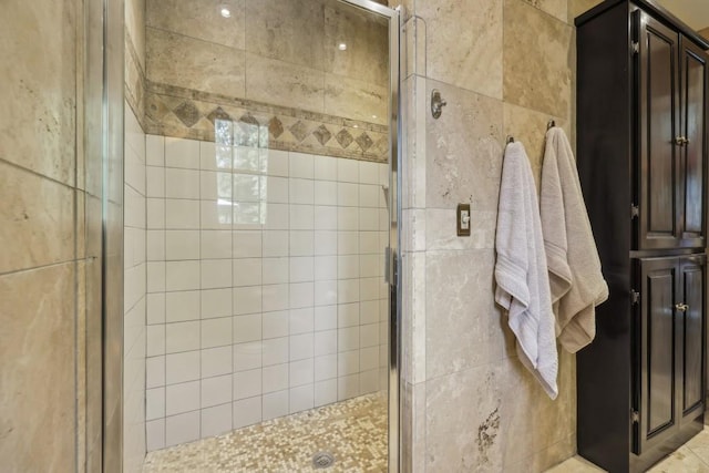 full bathroom featuring a shower stall