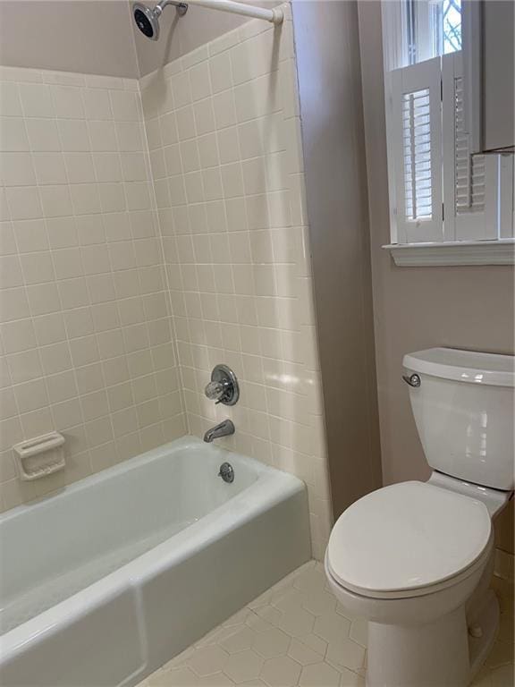 240 W Huntington Rd, Bogart, GA 30622 - bathroom with tile patterned flooring, toilet, and shower / tub combination
