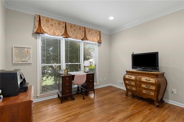 2759 Thomashire Trce, Marietta, GA 30066 - office space featuring wood finished floors, ornamental molding, and recessed lighting