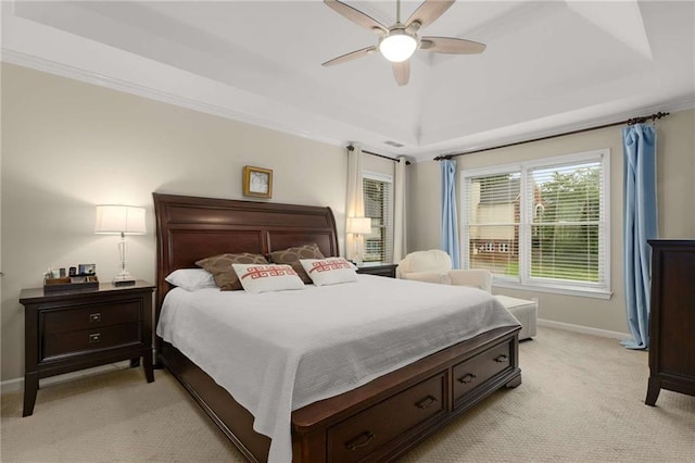 2759 Thomashire Trce, Marietta, GA 30066 - bedroom with light carpet, a tray ceiling, and ceiling fan