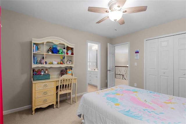 2759 Thomashire Trce, Marietta, GA 30066 - bedroom featuring light carpet, a closet, ceiling fan, ensuite bathroom, and an office area
