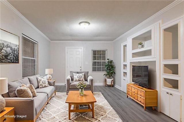 2817 Burton Rd NW, Atlanta, GA 30311 - living room with wood finished floors, ornamental molding, and baseboards