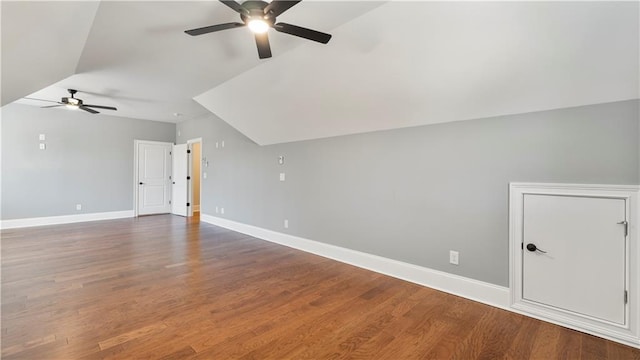 25 Mountain Crest Dr, Oxford, GA 30054 - additional living space featuring ceiling fan, wood finished floors, vaulted ceiling, and baseboards