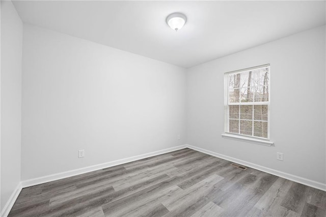 spare room featuring wood-type flooring