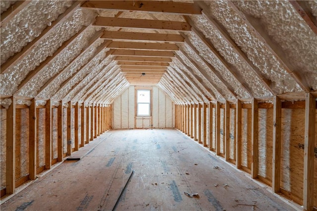 view of unfinished attic