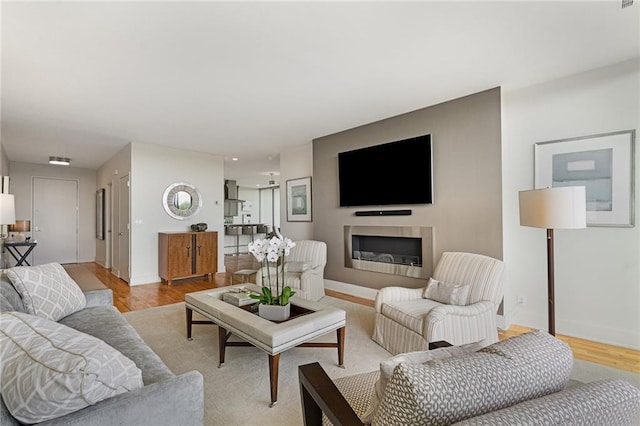 living room with light wood-type flooring