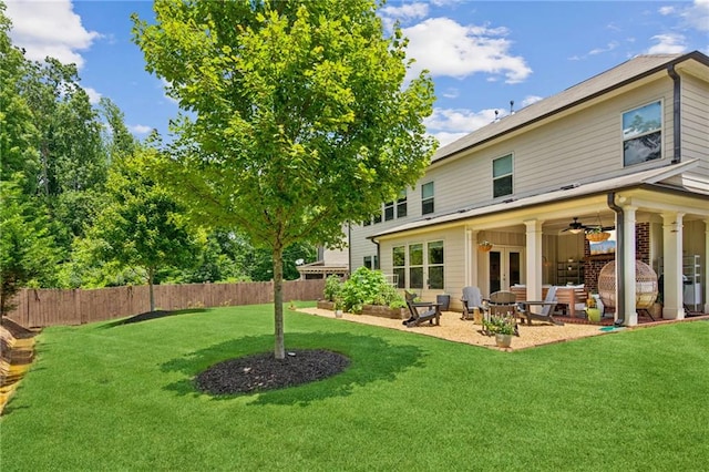 4972 Park Vale Dr, Sugar Hill, GA 30518 - back of house with a patio area, ceiling fan, and french doors