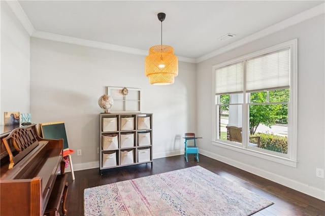 4972 Park Vale Dr, Sugar Hill, GA 30518 - living area featuring ornamental molding and wood finished floors
