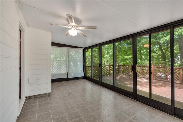 4181 Singing Post Ln NE, Roswell, GA 30075 - unfurnished sunroom featuring ceiling fan and lofted ceiling
