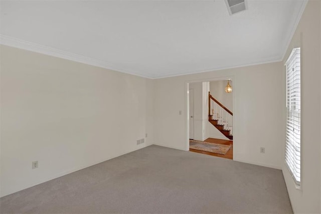 4181 Singing Post Ln NE, Roswell, GA 30075 - carpeted empty room featuring ornamental molding and stairway