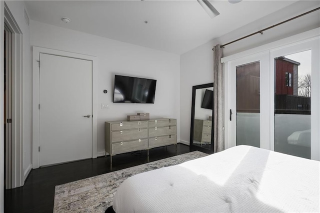 bedroom featuring dark wood-type flooring