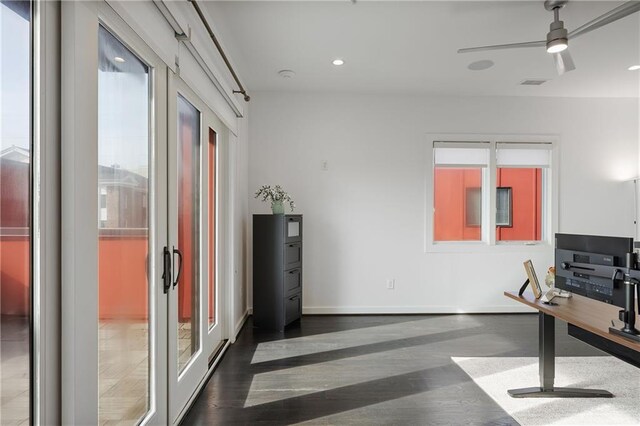 hall featuring dark hardwood / wood-style flooring