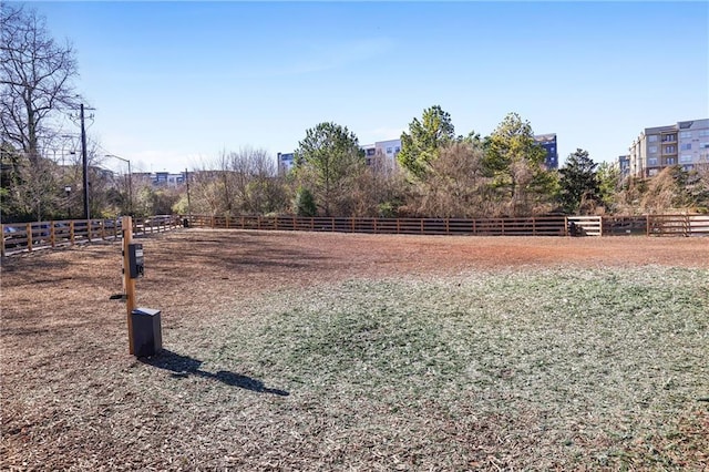 view of yard with a rural view