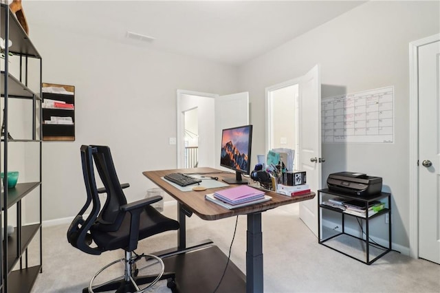 office featuring light colored carpet