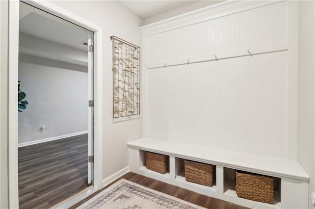 mudroom featuring dark hardwood / wood-style flooring