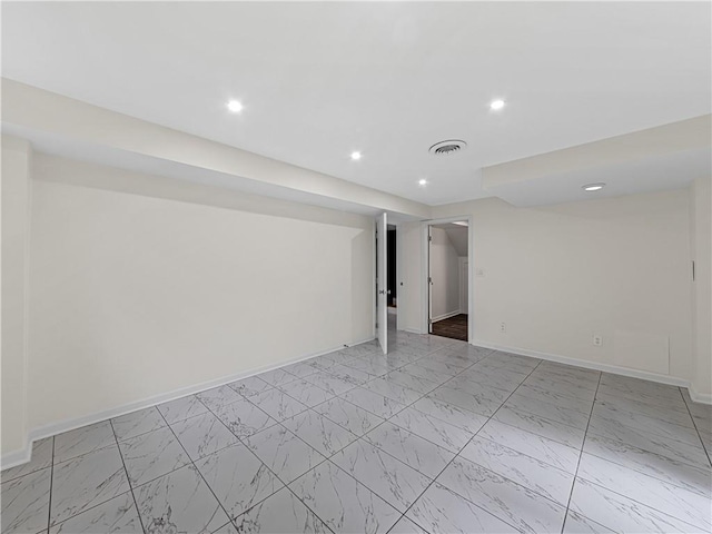 466 Thackery Pl SW, Atlanta, GA 30311 - empty room featuring baseboards, recessed lighting, and light marble finish flooring