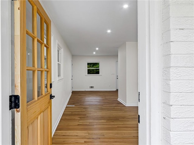 466 Thackery Pl SW, Atlanta, GA 30311 - hall with wood finished floors, baseboards, and recessed lighting