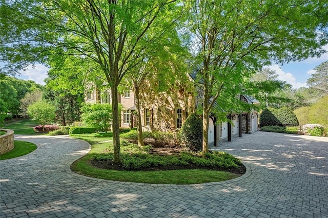 surrounding community with curved driveway