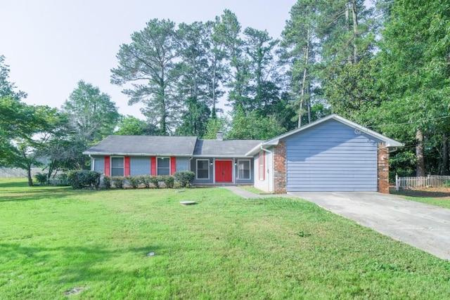 2173 Martin Way, Jonesboro, GA 30236 - single story home with a garage, driveway, brick siding, and a chimney