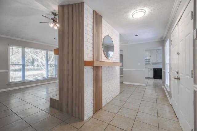 2173 Martin Way, Jonesboro, GA 30236 - corridor featuring light tile patterned floors, a textured ceiling, baseboards, and ornamental molding