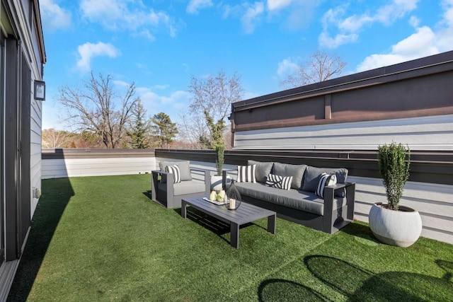 view of yard with an outdoor living space