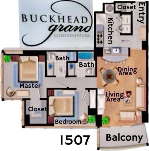 3338 Peachtree Rd NE Unit 1507, Atlanta, GA 30326 - view of floor plan / room layout
