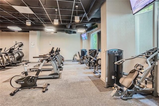 3338 Peachtree Rd NE Unit 1507, Atlanta, GA 30326 - exercise room with healthy amount of natural light and carpet flooring