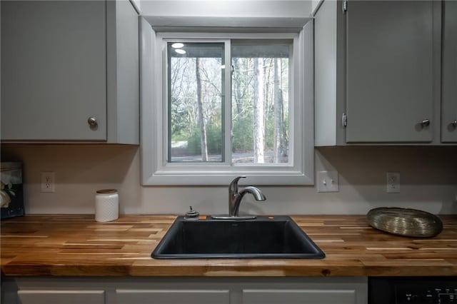 kitchen with wood counters and sink