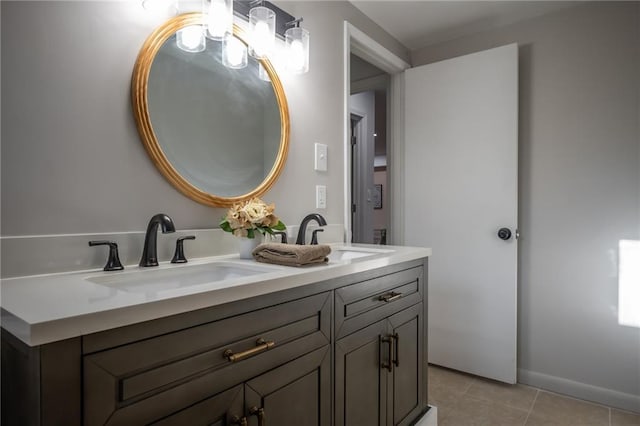 bathroom with vanity and tile patterned flooring