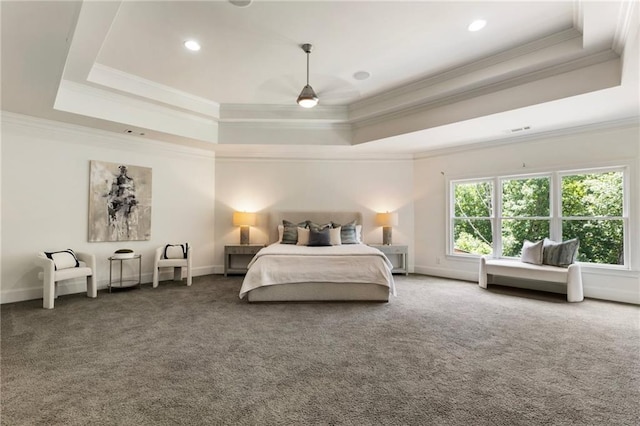 16720 Quayside Dr, Alpharetta, GA 30004 - bedroom featuring a raised ceiling, ornamental molding, carpet floors, baseboards, and recessed lighting