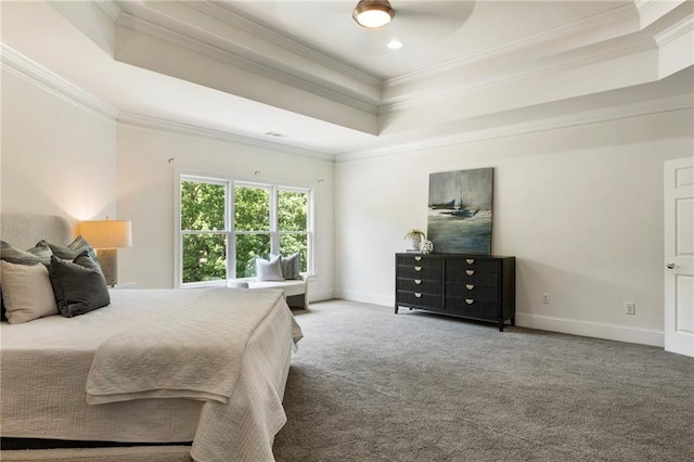 16720 Quayside Dr, Alpharetta, GA 30004 - carpeted bedroom featuring a raised ceiling, ornamental molding, and baseboards