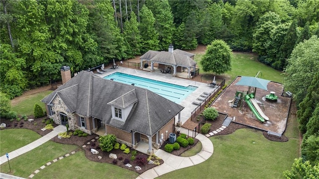 16720 Quayside Dr, Alpharetta, GA 30004 - view from above of property featuring a pool