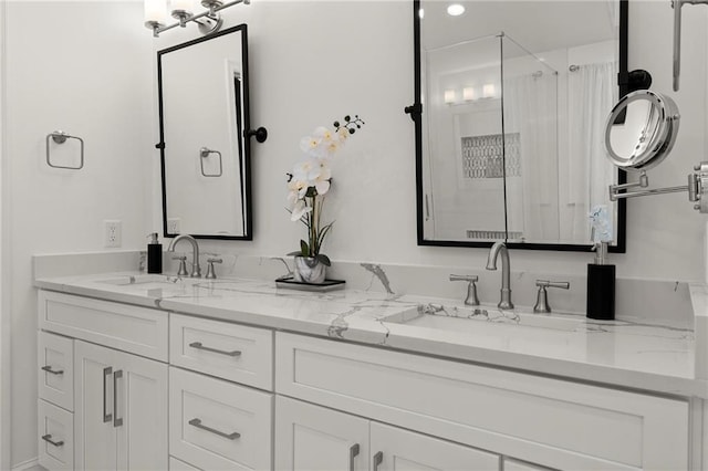 4433 Windsor Oaks Cir, Marietta, GA 30066 - bathroom featuring a stall shower and double vanity