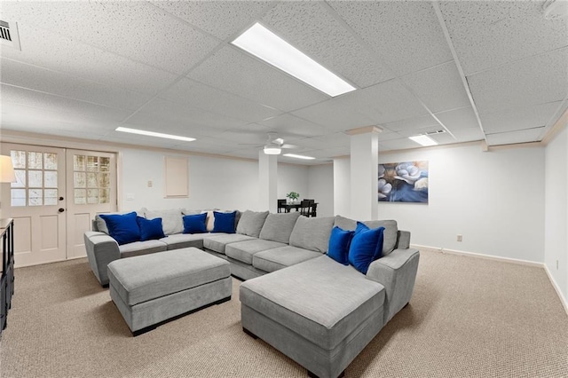 4433 Windsor Oaks Cir, Marietta, GA 30066 - living room with carpet, a paneled ceiling, and baseboards