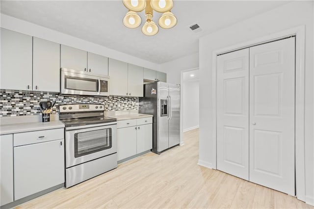 2858 Spring Villa Ln SE, Smyrna, GA 30080 - kitchen featuring appliances with stainless steel finishes, a chandelier, light countertops, and decorative backsplash