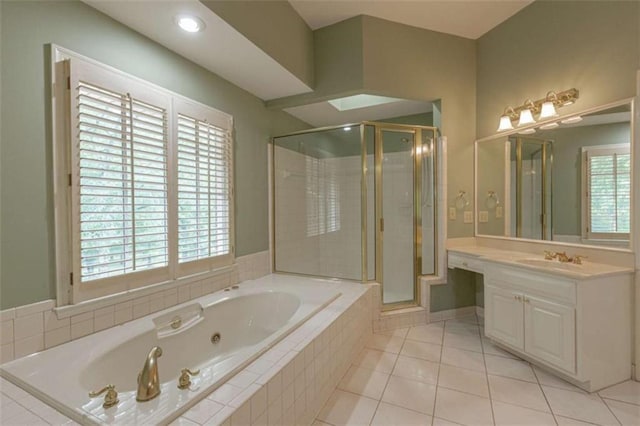 516 Turner Rd, Concord, GA 30206 - full bathroom with healthy amount of natural light, a whirlpool tub, a stall shower, and vanity