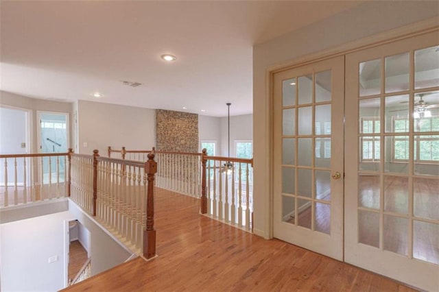 516 Turner Rd, Concord, GA 30206 - hall featuring wood finished floors, healthy amount of natural light, recessed lighting, and french doors